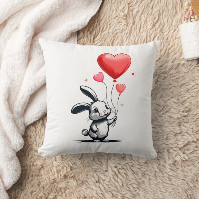 Bunny Love Balloons  Cushion (Blanket)