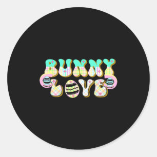 Bunny Love Buffalo Plaid Retro Groovy Easter Day Classic Round Sticker