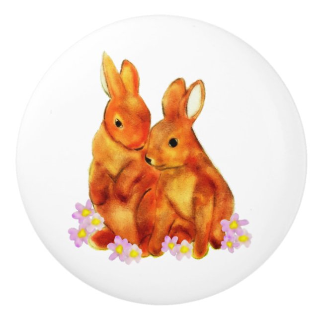 Bunny Love Ceramic Knob (Front)