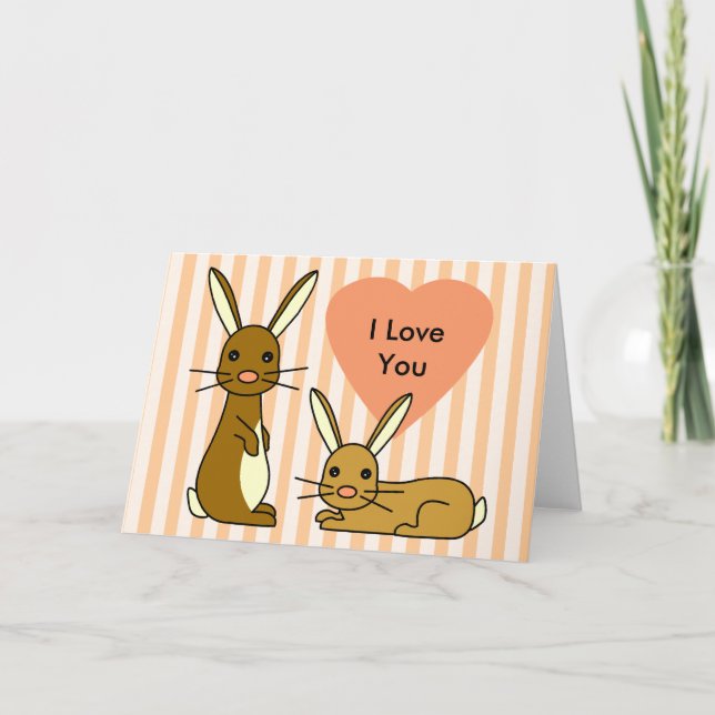 Bunny Love - Cute Rabbits Card (Front)