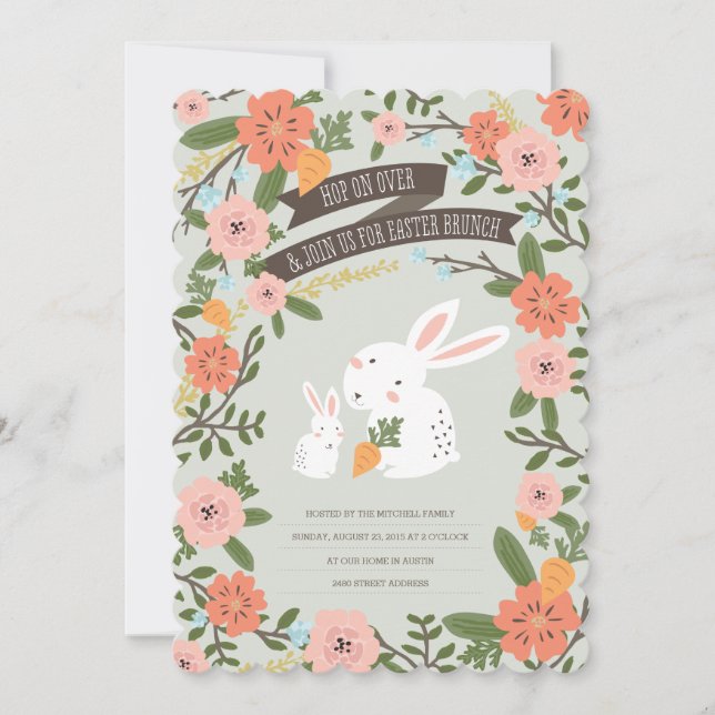 Bunny Love Easter Brunch Invite (Front)