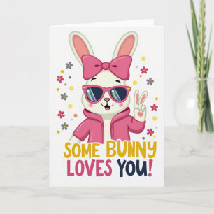 Bunny Love Heart Pattern Card