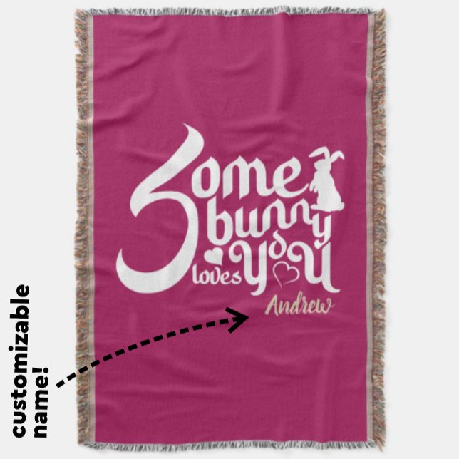 Bunny Love Magenta Throw Blanket (Creator Uploaded)