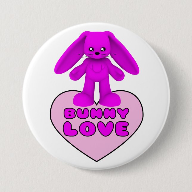 Bunny Love Pink Rabbit Cute 7.5 Cm Round Badge (Front)