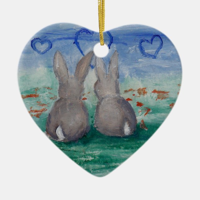 Bunny Lovin' aceo Ceramic Tree Decoration (Front)
