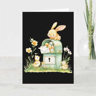Bunny Mailbox Delivering With Eggs  Card