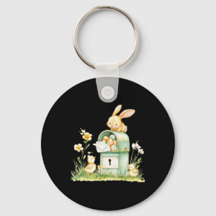 Bunny Mailbox Delivering With Eggs  Key Ring