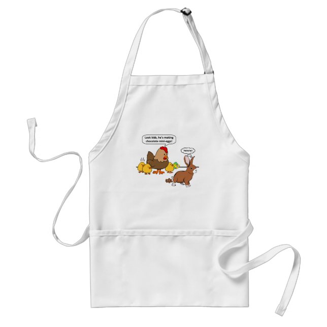 Bunny makes chocolate poop funny cartoon standard apron (Front)