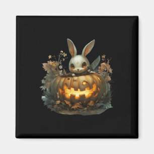 Bunny Mayhem Creepy Halloween Bunny Pumpkin Magnet