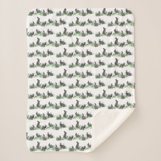 Bunny Meadow Sherpa Blanket (choose colour) (Front)