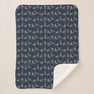 Bunny Meadow Sherpa Blanket (Navy)