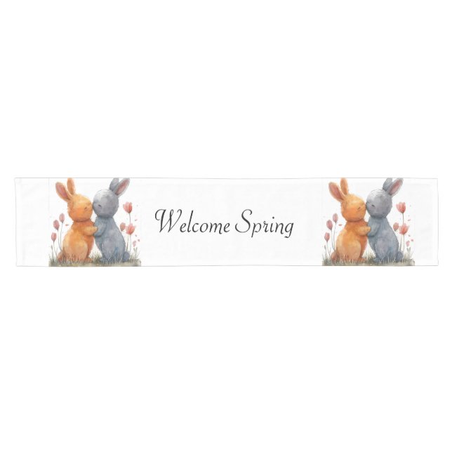 "Bunny Meadow" Spring Table Runner 🐇🌼 (Horizontal)