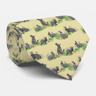 Bunny Meadow Tie Double Sided Print (Yellow)