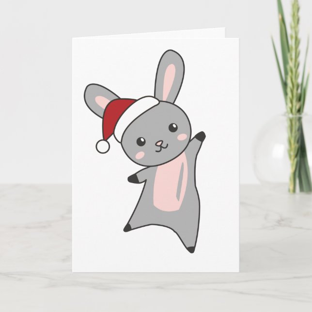 Bunny Merry Christmas Winter Animals Rabbits Card (Front)