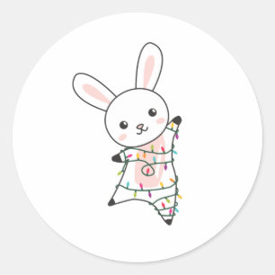 Bunny Merry Christmas Winter Animals Rabbits Classic Round Sticker