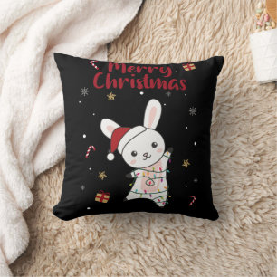 Bunny Merry Christmas Winter Animals Rabbits Cushion