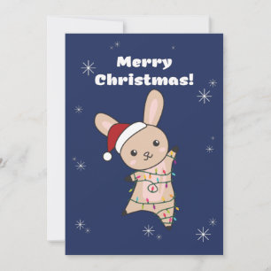 Bunny Merry Christmas Winter Animals Rabbits Holid Holiday Card