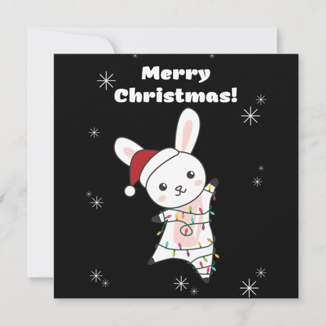 Bunny Merry Christmas Winter Animals Rabbits Invitation (Front)