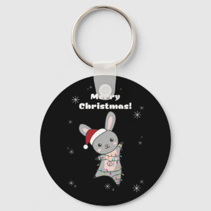 Bunny Merry Christmas Winter Animals Rabbits Key Ring