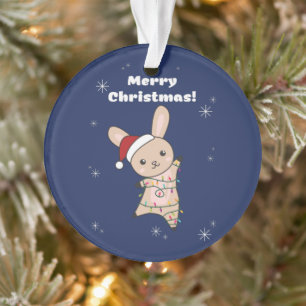 Bunny Merry Christmas Winter Animals Rabbits Ornam Ornament