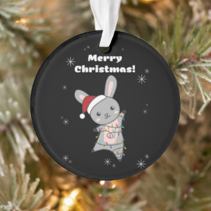 Bunny Merry Christmas Winter Animals Rabbits Ornament