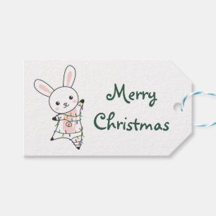 Bunny Merry Christmas Winter Animals Rabbits Truck Gift Tags