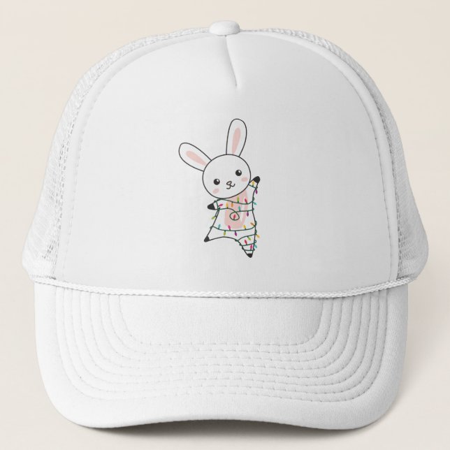 Bunny Merry Christmas Winter Animals Rabbits Trucker Hat (Front)