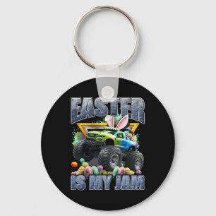 Bunny Monster Truck Easter Is My Jam Day Boys Kids Key Ring