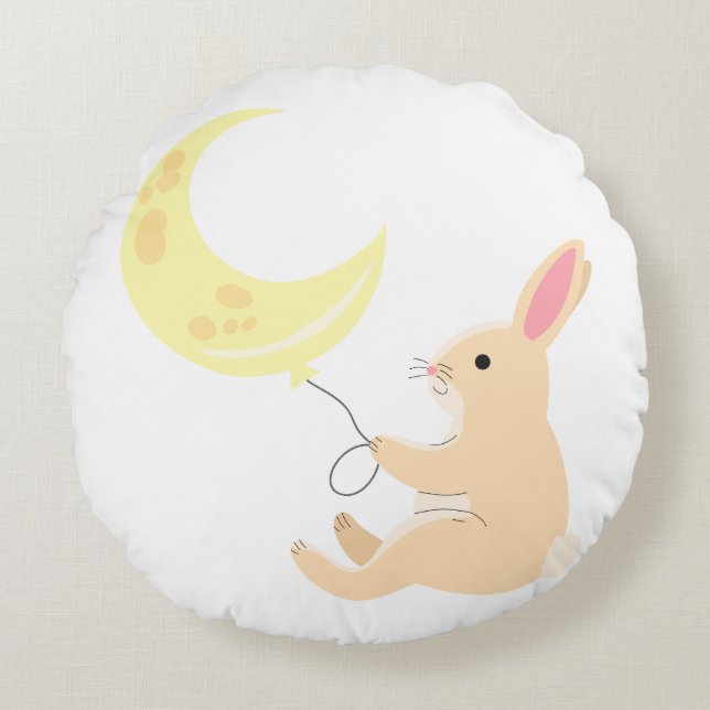 Bunny & Moon Balloon Pillow (Front)
