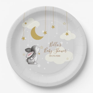 Bunny Moon Star Cloud Baby Shower Paper Plate
