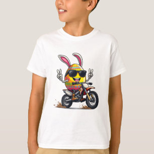 Bunny Motocross Rider Dirt Bike Egg Design T-Shirt
