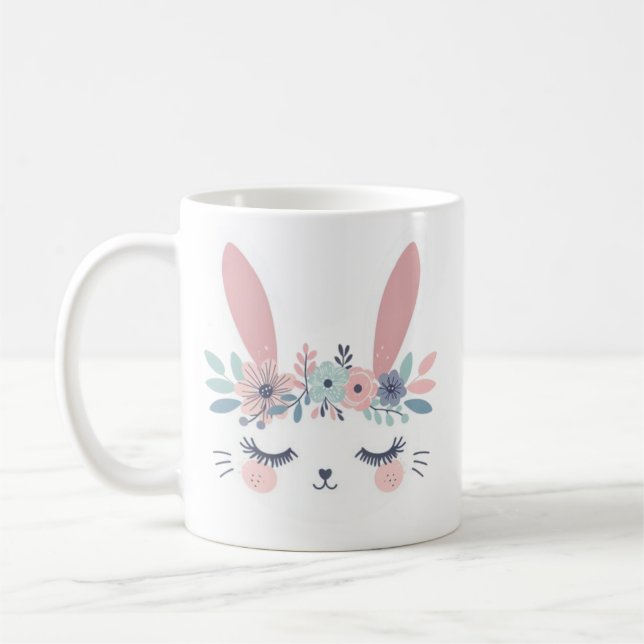 Bunny Mug, Perfect for Easter Decor, Gift  Coffee Mug (Left)
