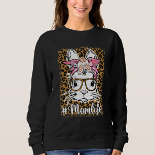 Bunny Mum  Bunny Ears Glasses Bow Mum Life Messy B Sweatshirt