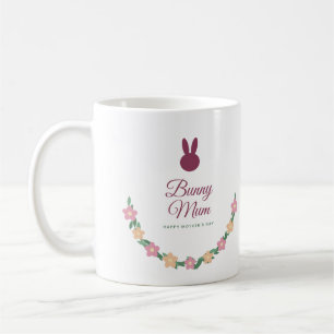Bunny Mum Mother's Day Mug, Floral Garland Coffee Mug