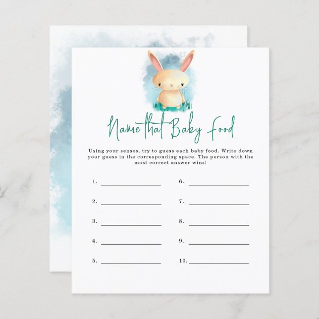 Bunny Name that baby Food shower game (Front/Back)