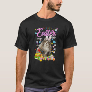 Bunny Norwegian Forest Cat Happy Easter Eggs T-Shirt