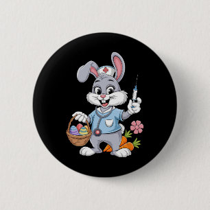 Bunny Nurse Easter Day Stethoscope Rabbit Scrub To 6 Cm Round Badge