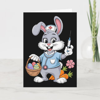 Bunny Nurse Easter Day Stethoscope Rabbit Scrub To Card
