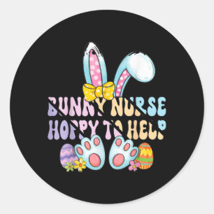 Bunny Nurse Hoppy to Help Easter Medical Nursing Classic Round Sticker