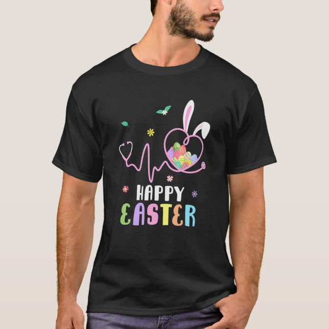 Bunny Nurse Stethoscope Happy Easter Eggs Rabbit N T-Shirt (Front)