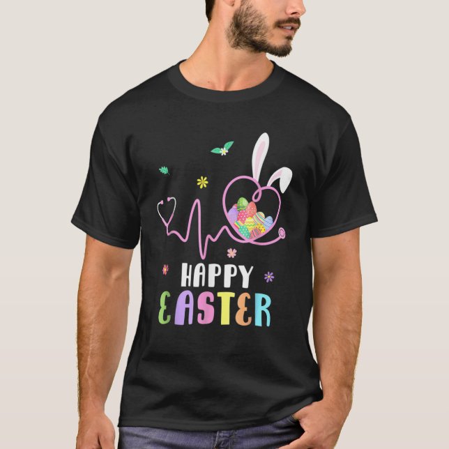 Bunny Nurse Stethoscope Happy Easter Eggs Rabbit N T-Shirt (Front)