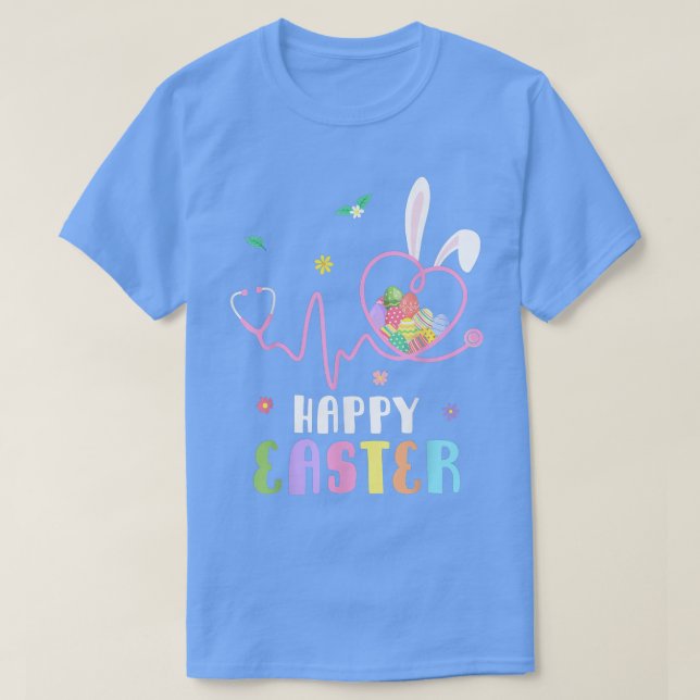 Bunny Nurse Stethoscope Happy Easter Eggs Rabbit N T-Shirt (Design Front)