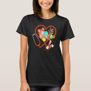 Bunny Nursing Nurse Stetoschope Rabbit Ears Heart T-Shirt