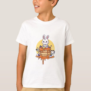 Bunny on Blueberry Pancake Stack Kids T-Shirt