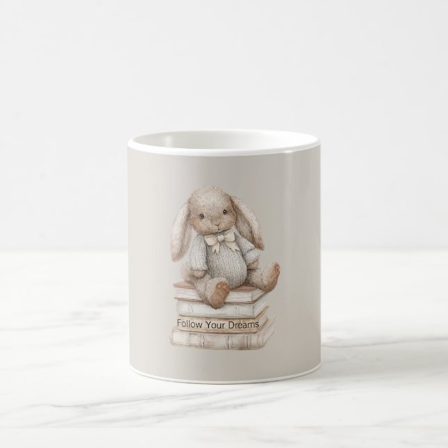 Bunny on Books  Coffee Mug (Center)