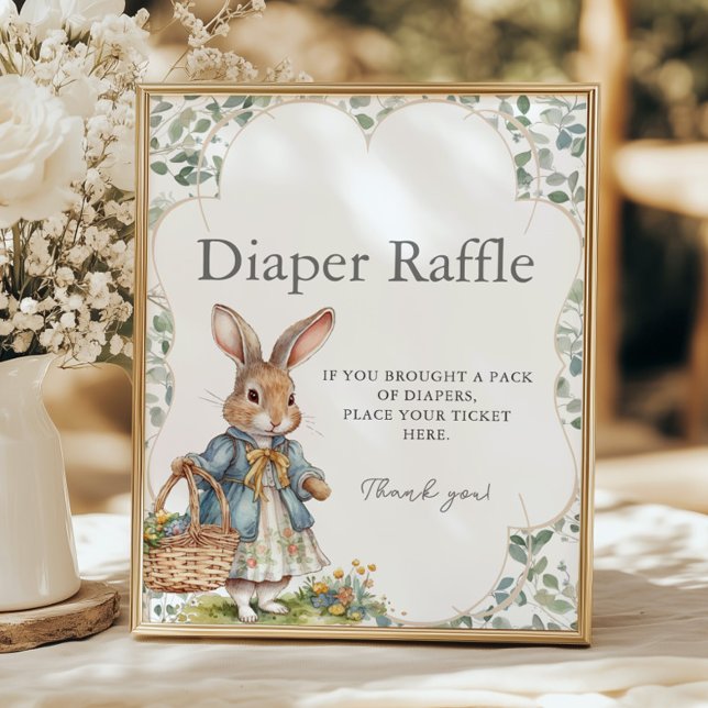 Bunny On The Way Girl Baby Shower Diaper Raffle Poster (Creator Uploaded)
