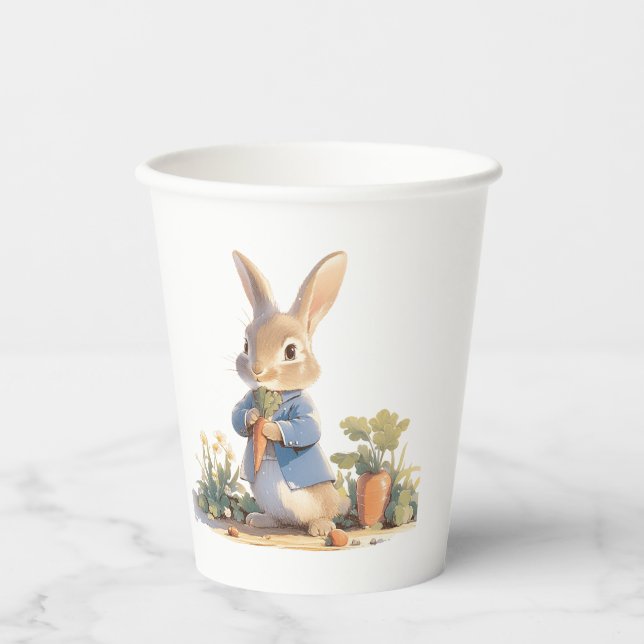 Bunny On The Way Peter Rabbit Boy Baby Shower Paper Cups (Front)