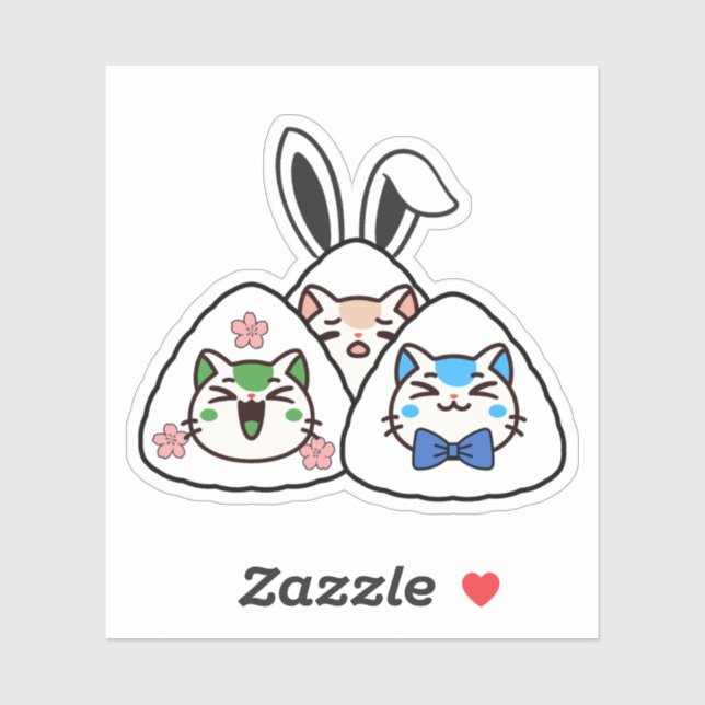 Bunny Onigiri Cats - Kawaii Sakura Spring (Sheet)