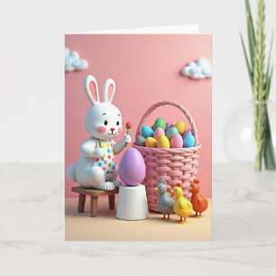 Bunny Painting Eggs Happy Spring Card