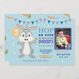 Bunny Party Birthday Rabbit Photo Easter Invitation